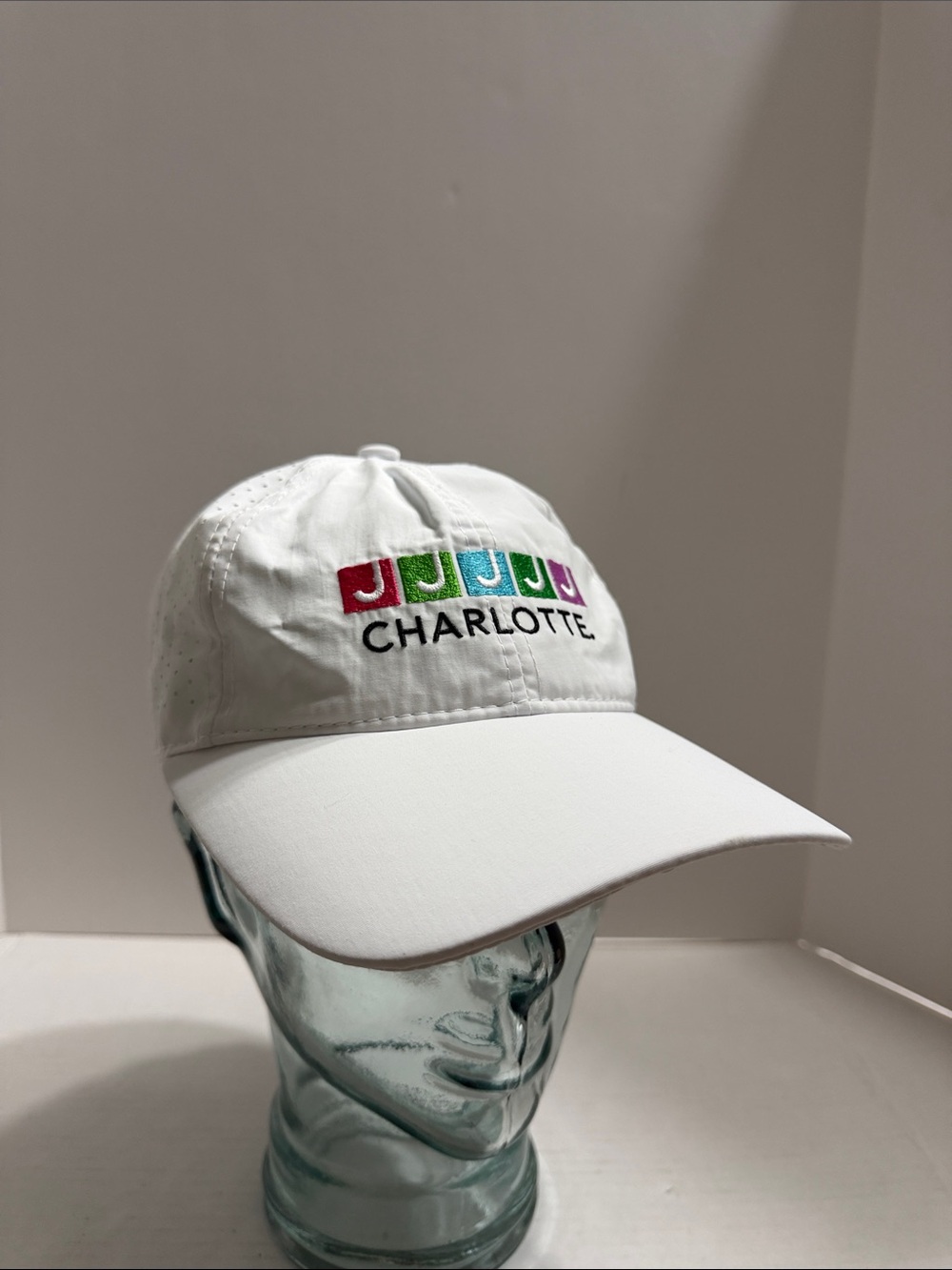 Charlotte Pickleball White Baseball Cap with Multicolor JJ Logo